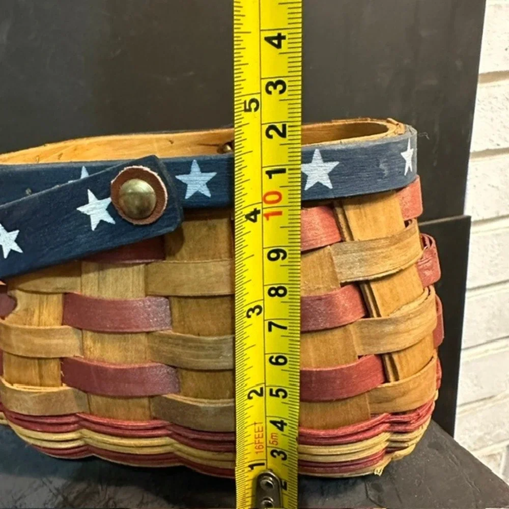 Americana Patriotic Basket Set of 3 Star Handle Woven Wood Nesting Unbranded